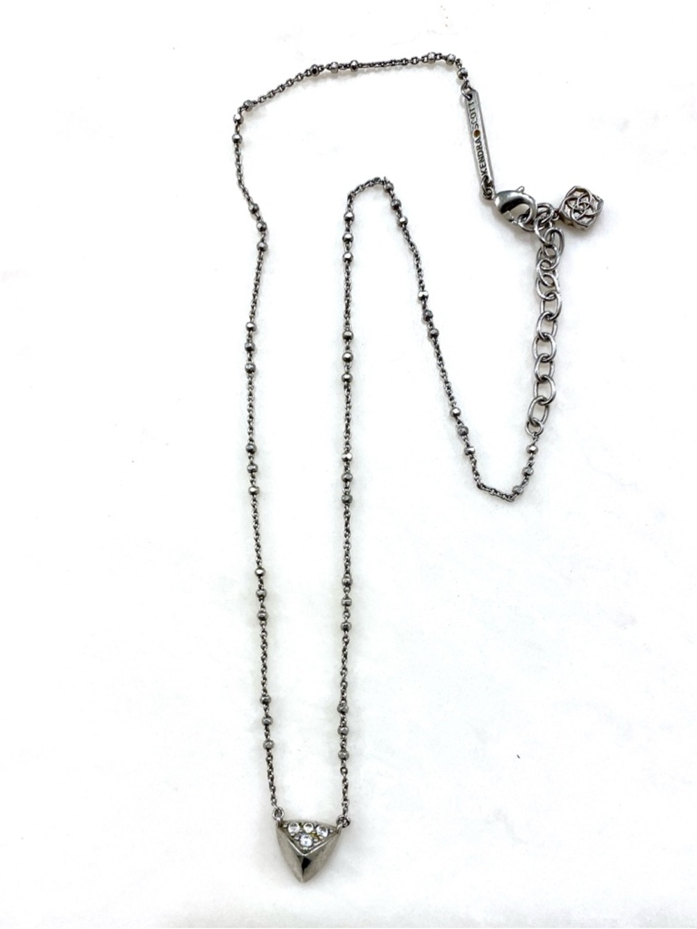 Kendra Scott Silver Crystal Triangle Pendant Necklace